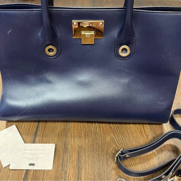Jimmy choo large Riley crossbody tote bag in navy - Picture 5 of 16